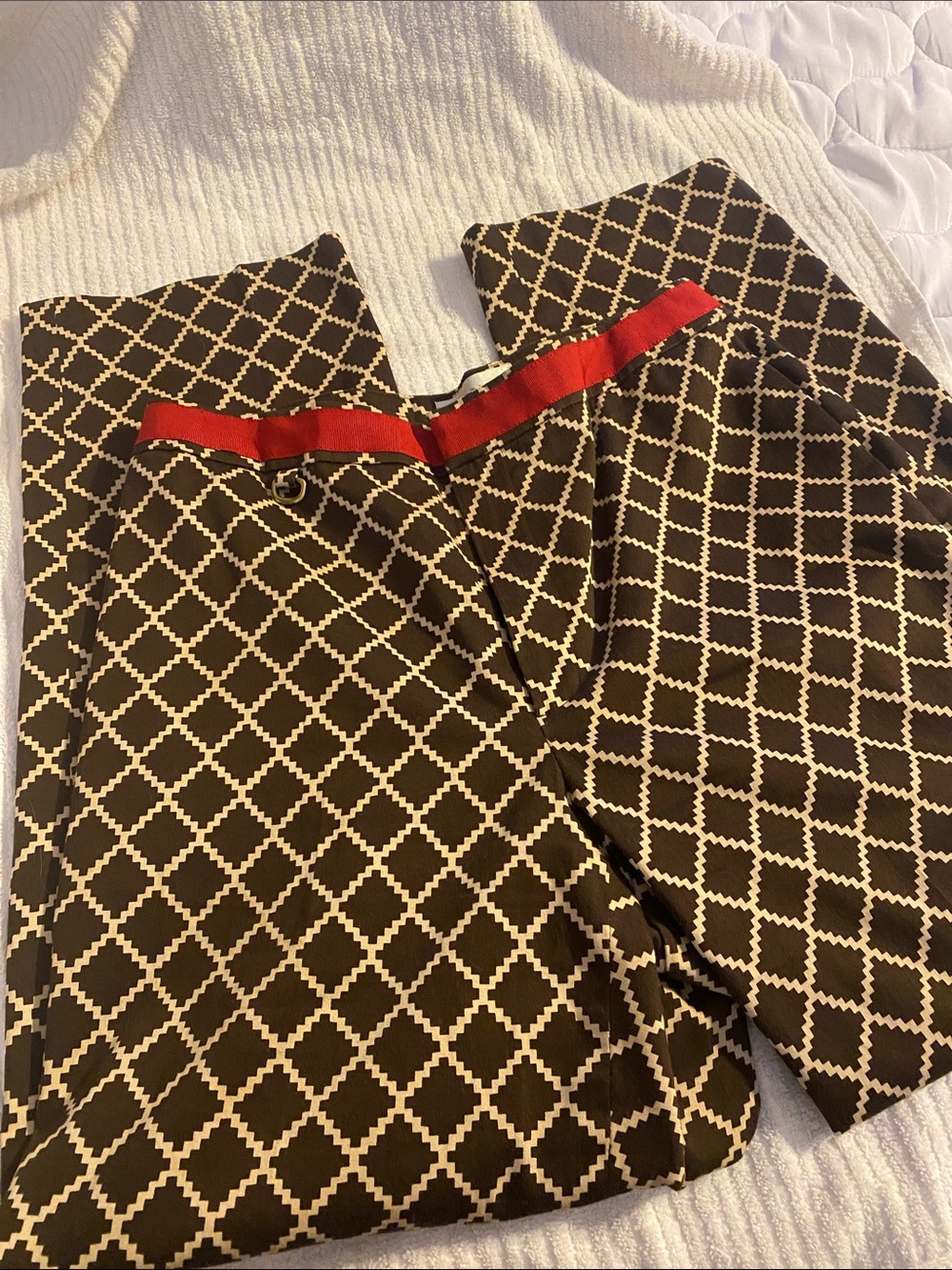 Dana Buchman Brown and Cream Geometric Print trousers pants sz 4